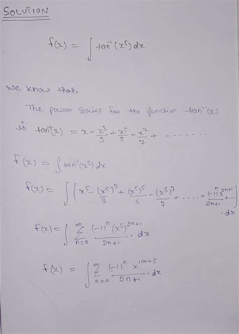 Solved Evaluate The Indefinite Integral As A Power Series