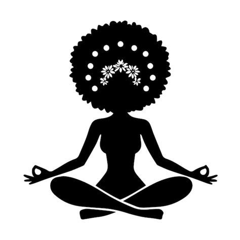 Yoga Svg Mujer Afroy Vector Premium