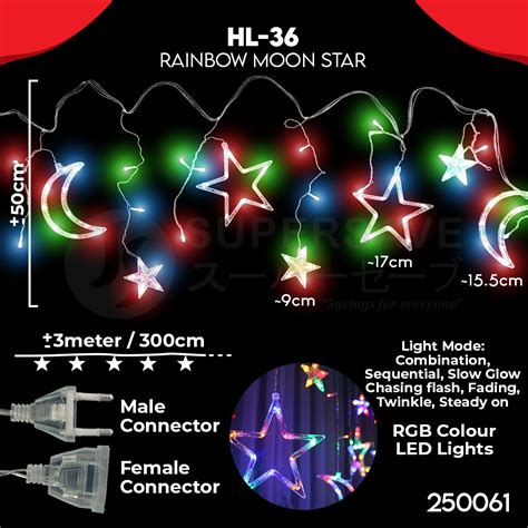 SUPERSAVE Lampu Raya Bulan Bintang 2025 Lampu Kelip Kelip Solar LED