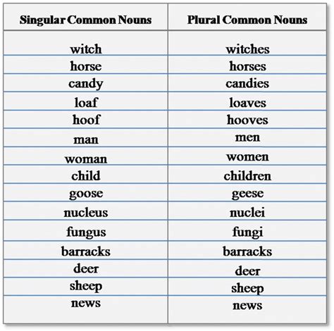 Singular And Plural Chart In 2023 Singular And Plural Nouns Plurals🌖