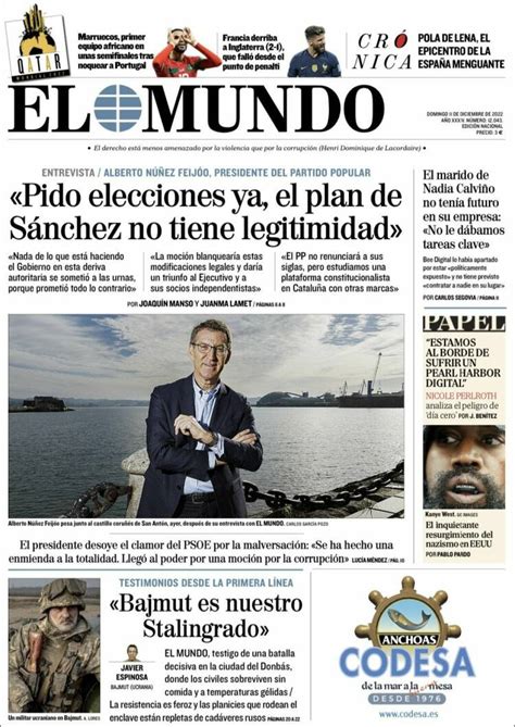 Periódico El Mundo España Periódicos De España Edición De Domingo