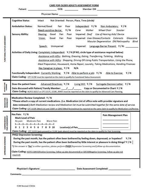 Care For Older Adults Assessment Form Fill Out Sign Online Dochub