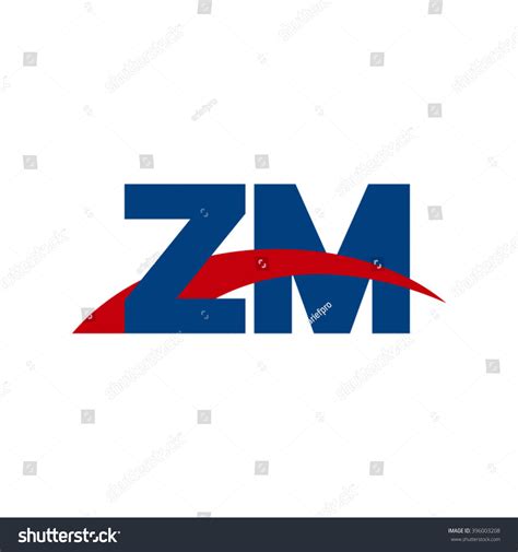 ZM Initial Overlapping Swoosh Letter Logo Blue Royalty Free Stock