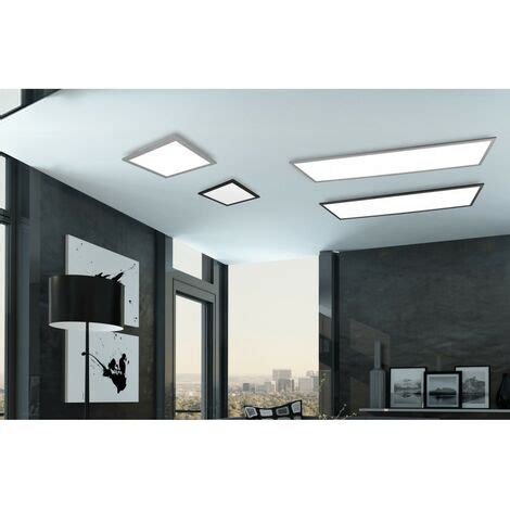 Plafonnier Rectangulaire Moderne Led Dimmer W Alpha Noir Trio Lighting