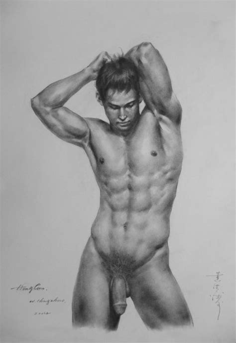 ORIGINAL ARTWORK DRAWING GAY MAN CHARCOAL PENCIL ART MALE NUDE ON PAPER