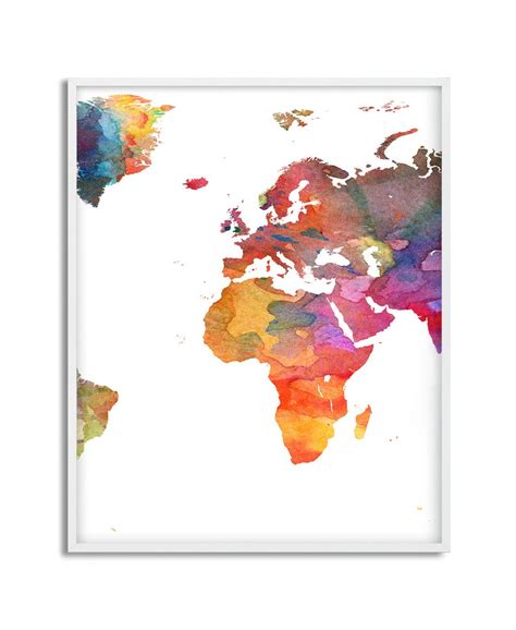 World Map Watercolor Print Watercolor World Map Set Of Etsy