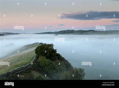 Looking West Along Cawfield Crags Hadrian S Wall Northumberland A