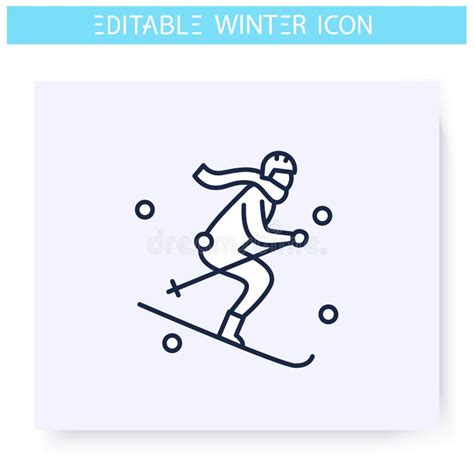 Skiing Line Icon Concept Skiing Vector Linear Illustration Symbol