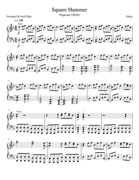 Square Hammer - Ghost (Piano Cover) sheet music for Piano download free ...