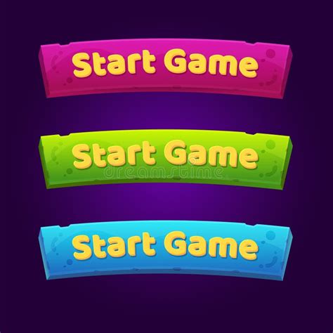 Set of 3 Start Game Buttons for Arcade Video Games. Stock Vector ...