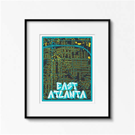 East Atlanta Atlanta Neighborhood GA Map Moving Away Gift - Etsy