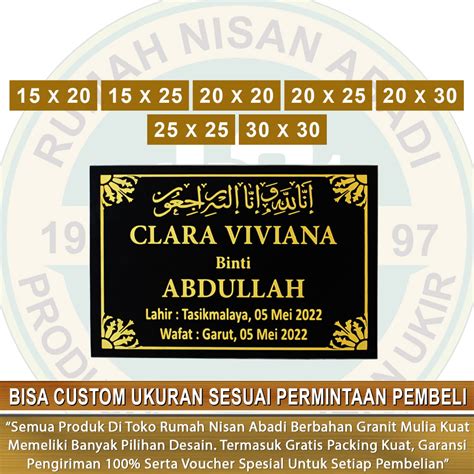 Jual Batu Nisan Prasasti Tulisan Papan Nama Ukiran Maesan Makam Granit