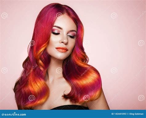 Beauty Fashion Model Woman With Colorful Dyed Hair Stock Image Image Of Care Female 143441093