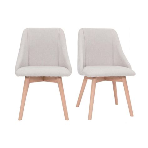 Chaises Scandinaves En Tissu Effet Velours Textur Beige Et Bois Clair