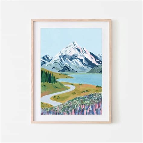 Aoraki Mount Cook New Zealand Art Print Travel Poster New - Etsy