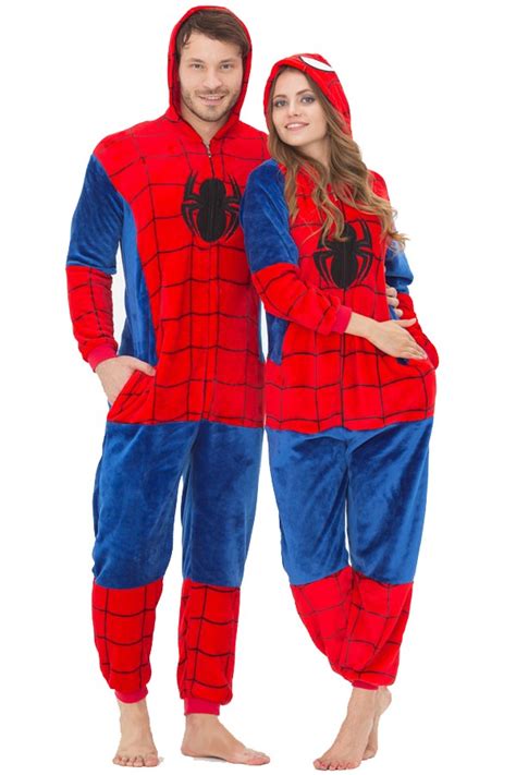 Femme Homme Combinaison Pyjama Spiderman Déguisement Kigurumi