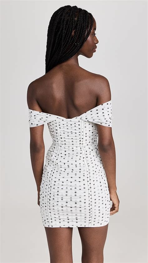 Self Portrait Polka Dot Off Shoulder Mini Dress Shopbop