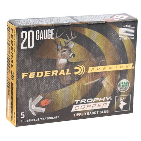 Federal Premium 20 Gauge Ammo 3 Inch 5 8 Oz Trophy Copper Sabot Slug