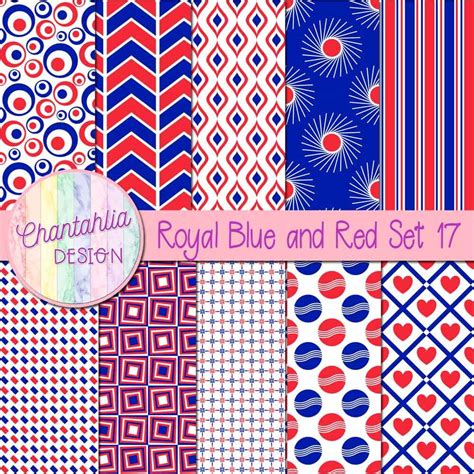 Free Royal Blue And Red Digital Papers With Various Patterns