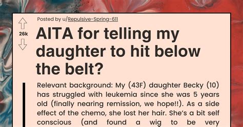 Mother Asks If Shes Wrong For Telling Her Daughter To Hit Below The