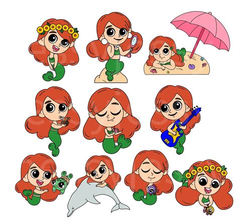 20 Cute Mermaid Clipart Kawaii Clipart Mermaid Svg Mermaid Etsy