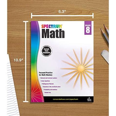 Spectrum 8th Grade Math Workbooks Ages 13 14 Geometry Integers Rational Irrational Numbers