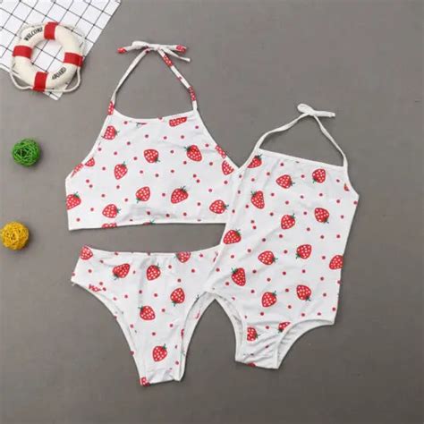 Moda mujer padre niño bebé Bikini traje de baño madre hija vendaje estampado dos piezas Bikini