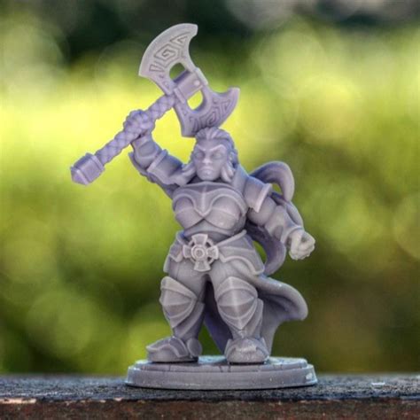 3D Printable Rilonna Ironmind PRE SUPPORTED Female Dwarf Fighter By