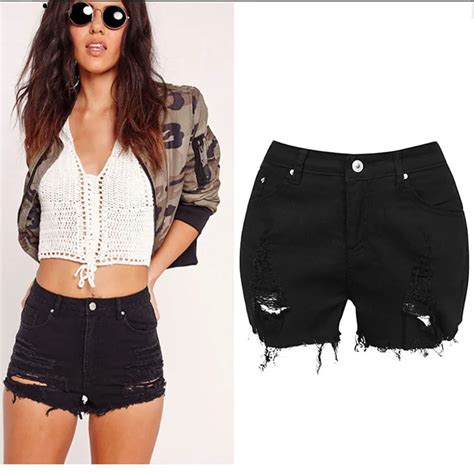 2017 Summer High Waist Denim Shorts Women Stretch Pants Loose Short