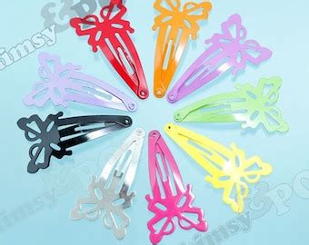 Pcs Blank Barrette Snap Clips With Glue Pads Light Yellow Hair Clip