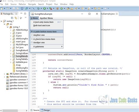 JAVA Swing Menu Example - Java Code Geeks