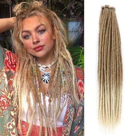 Inch Ombre Blonde Dreadlock Extensions Thin Cm Single Ended