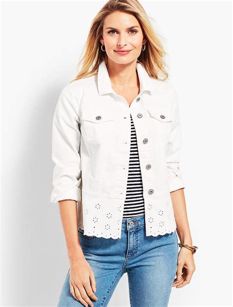 Peplum White Denim Jacket Talbots White Jean Jacket Outfits Jacket Outfit Women White