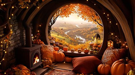 Cozy Hobbit House In Cozy Autumn Forest Autumn Ambeince Fireplace