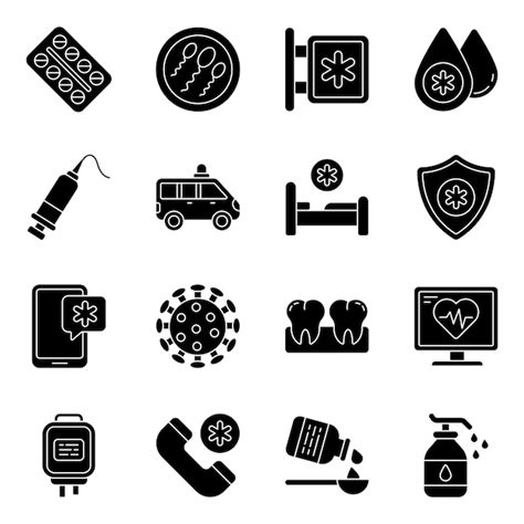 Premium Vector Pack Of Medical And Healthcare Glyph Icons