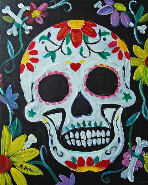 Day Of The Dead Skull Painting at PaintingValley.com | Explore ...