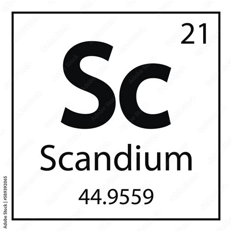 Scandium Chemical Element With The Symbol Sc Of The Periodic Table Stock Vector Adobe Stock