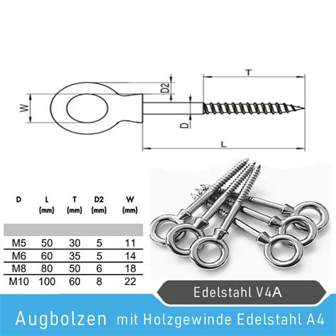 Augbolzen Holzgewinde Edelstahl A Qualit T Winox De