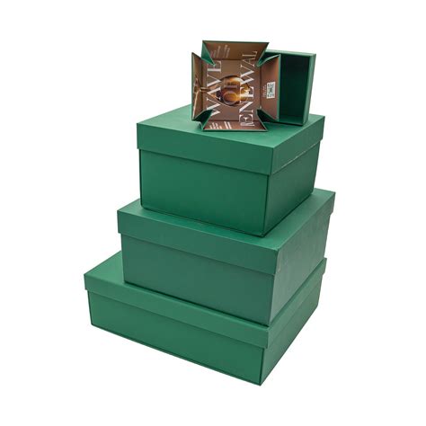 Custom Rigid Cardboard Green Lid And Base Box China Covered Box And