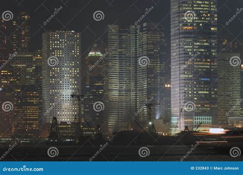 Hong Kong Harbor, Night Scene Stock Image - Image of evening, neon: 232843