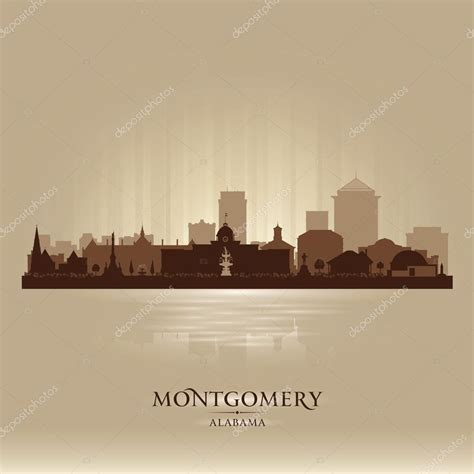 Montgomery Alabama city skyline vector silhouette Stock Vector Image by ...