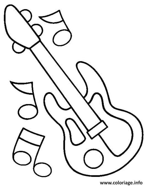 Coloriage Guitare Instrument De Musique Dessin Musique à Imprimer