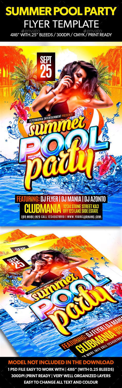 Summer Pool Party Flyer Template Print Templates Graphicriver