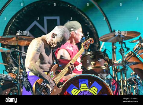 Flea Bass Chad Smith Drums Red Hot Chili Peppers Live In Buenos Aires Argentina Stock