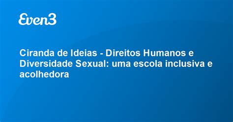 Ciranda De Ideias Direitos Humanos E Diversidade Sexual Uma Escola