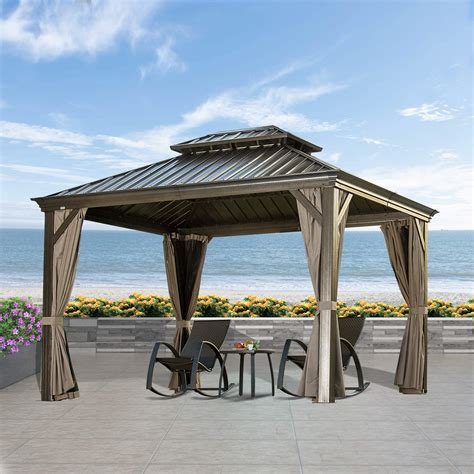 Outdoor Hardtop Gazebo New Galvanized Steel Double Roof Patio