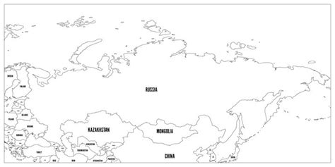 Political Map Of Russia And Surrounding Countries Black Thin Outline ...