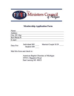 Fillable Online Membership Application Form ABC MI Fax Email Print