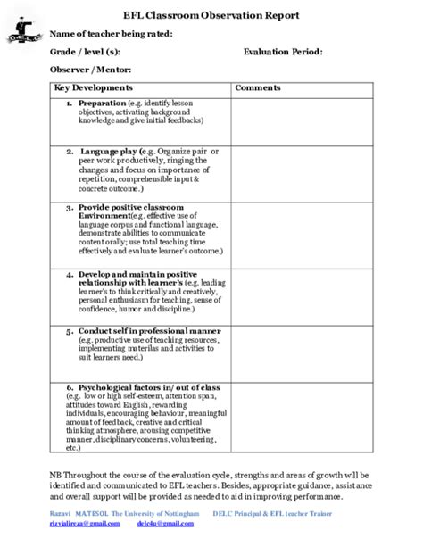 (PDF) EFL Classroom Observation Report