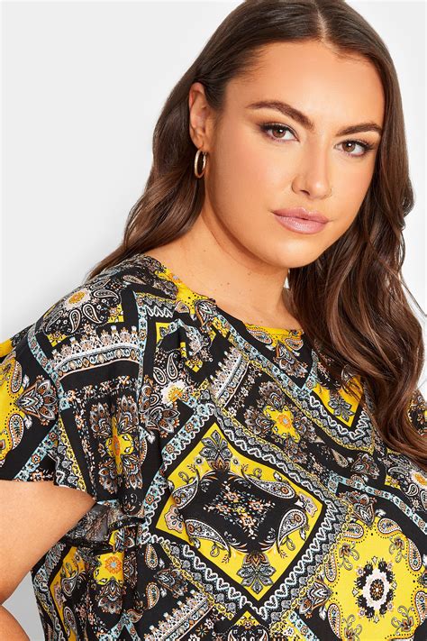 Yours Plus Size Black Paisley Print Frill Blouse Yours Clothing